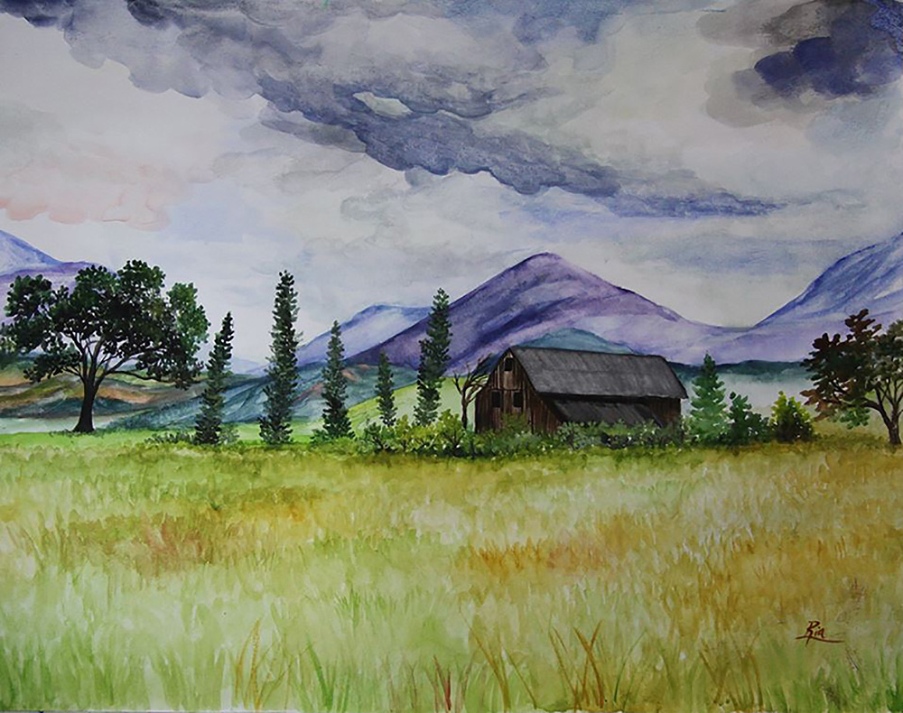 Mountain Cabin by Ria Fine Art