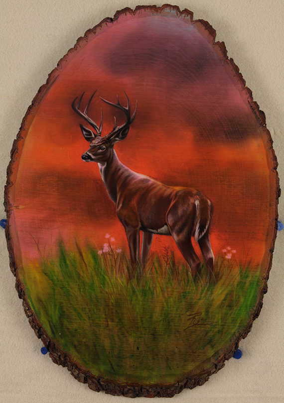 White Tailed Deer On Wood by Ria Fine Art